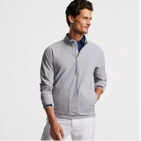 NWT PETER MILLAR Crown Crafted Quest Half Zip Jacket Windbreaker Gale Gray XL - Picture 1 of 6